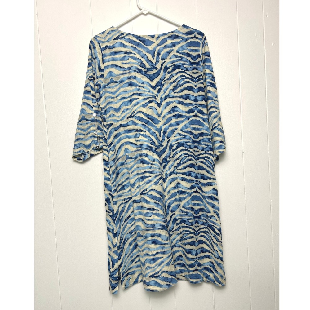 Soft Surroundings Mercado Gauze A-line dress Women's S Blue White Zebra Cotton - Picture 3 of 10